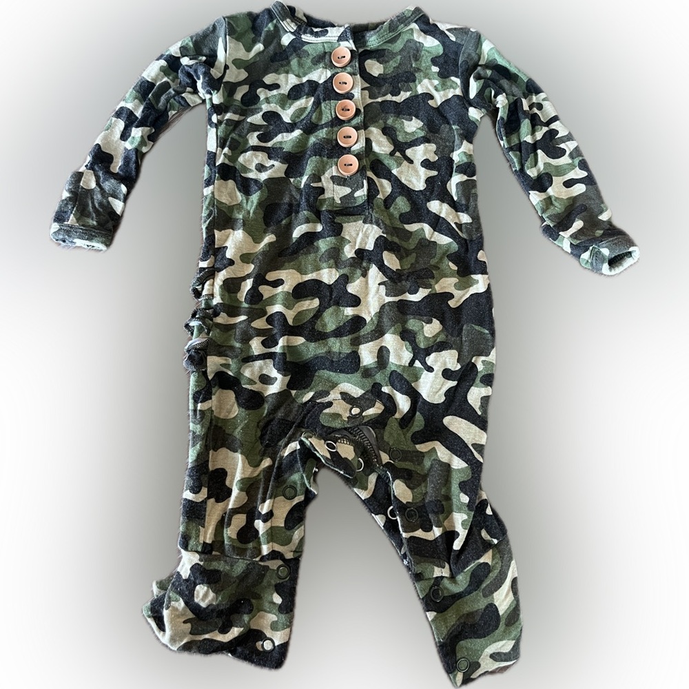 Posh Peanut Green Camouflage Baby Onesie